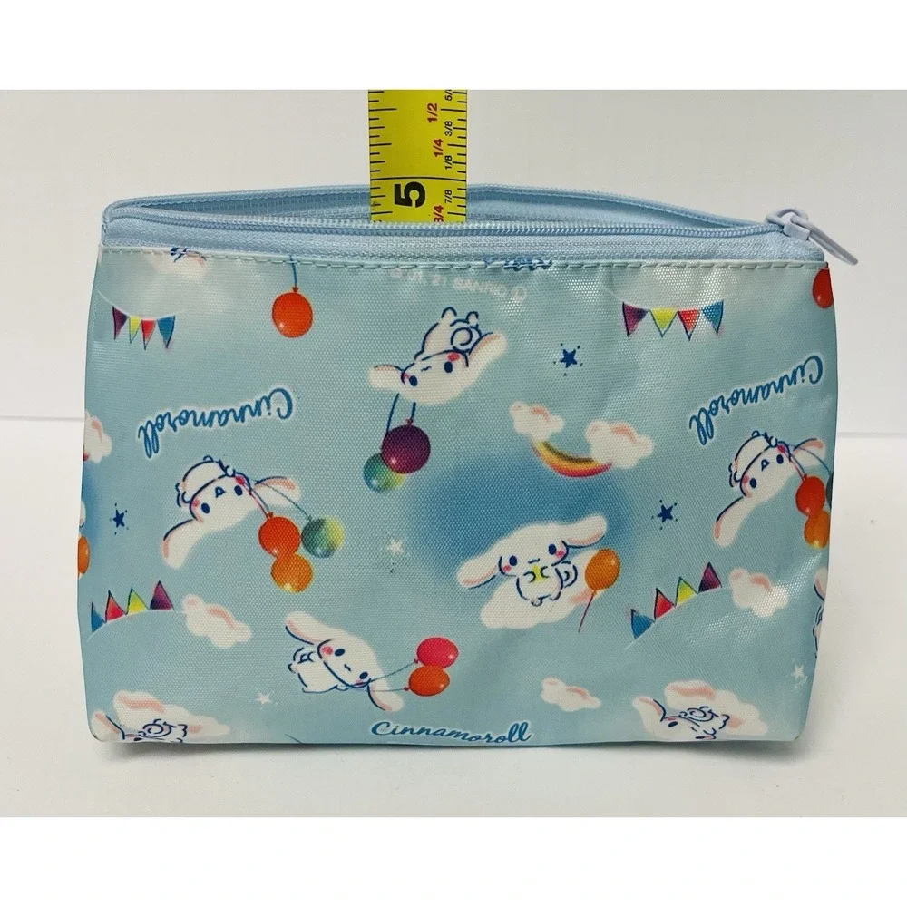 Sanrio Cinnamoroll Blue Zipper Pouch Kawaii Balloon Sky Print Makeup Bag 7x4.5in